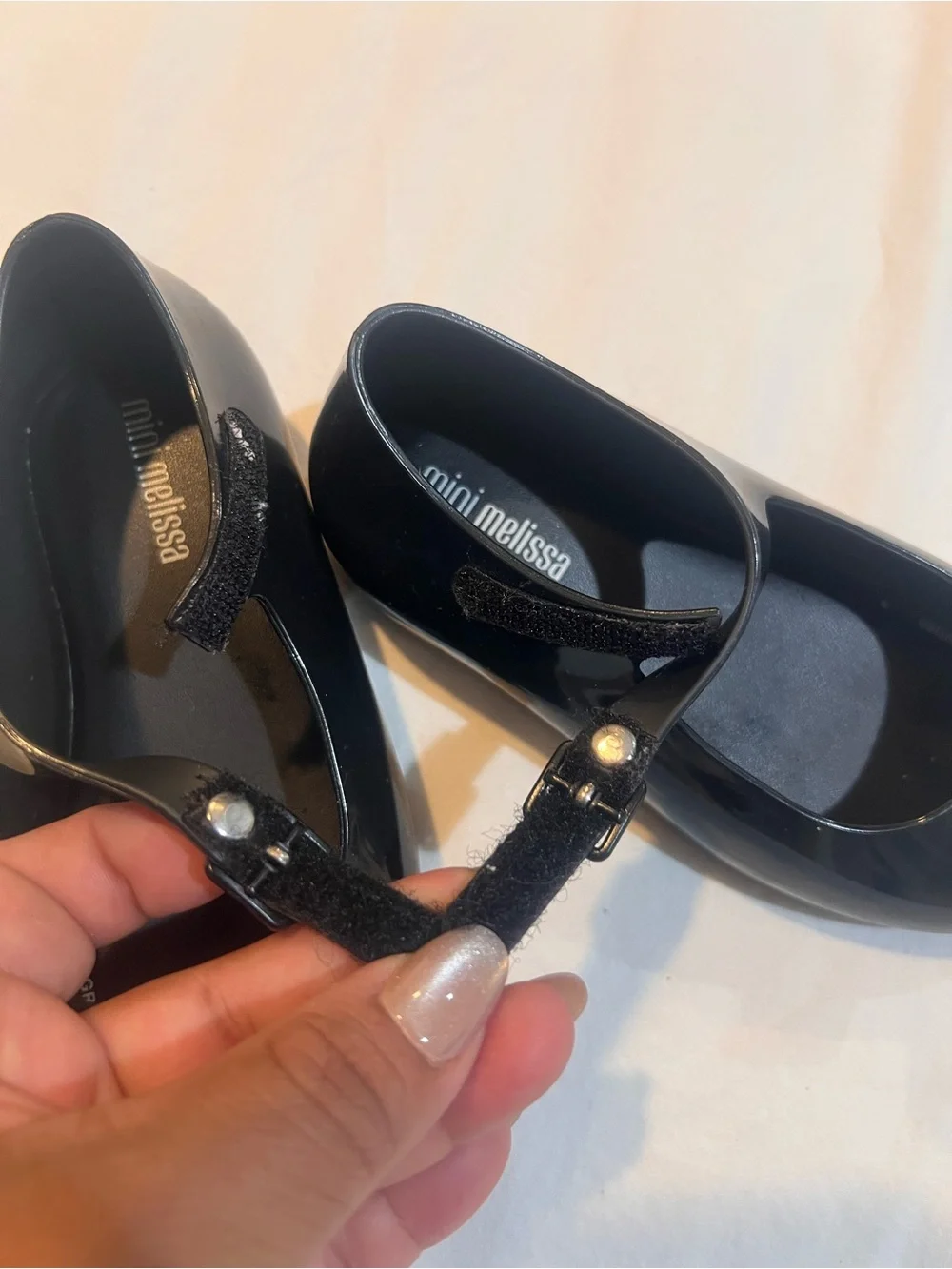 Mini Melissa Black Jelly Mary Jane Shoes with Silver Bow